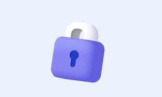 3d realistic concept purple padlock vector design