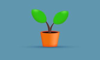 3d icon realistic concept simple plant pot house garden vector design