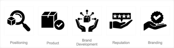 A set of 5 Branding icons as positioning, product, brand development vector