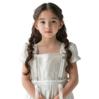 AI generated Portrait of a young girl with a pensive expression, isolated png