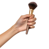 AI generated Female hand holding a makeup brush on transparent background png