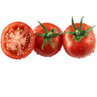 ai generiert frisch reif Tomaten mit Wasser Tröpfchen auf transparent Hintergrund png