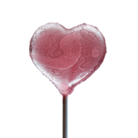 AI generated Transparent lollipop in the shape of a heart on a stick png