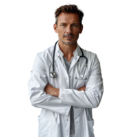 AI generated Confident male doctor standing with arms crossed png