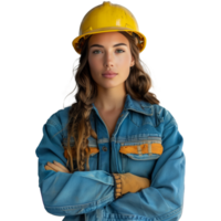 AI generated Confident female engineer with arms crossed on transparent background png