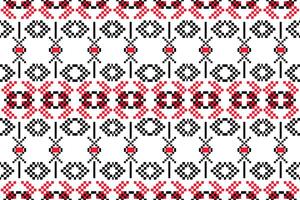 White and black pixel art fabric seamless pattern vector