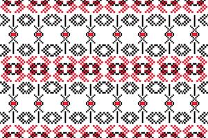 White and black pixel art fabric seamless pattern vector