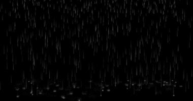 Heavy realistic rain on a black background. falling drops of rain. Cloudy weather, rain and thunderstorm. rainy day, heavy downpour. Animation background. video