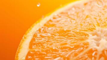 AI generated a slice of orange with water droplets on it photo