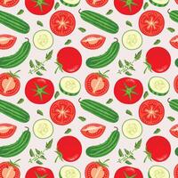 Seamless pattern background with with tomatoes and cucumbers vector