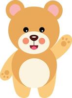 Cute happy teddy bear waving vector