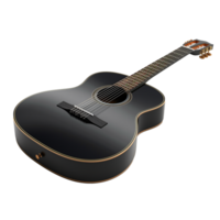 ai gegenereerd elegant zwart akoestisch gitaar Aan transparant achtergrond png