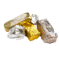 AI generated Gold and silver foil blocks on transparent background png