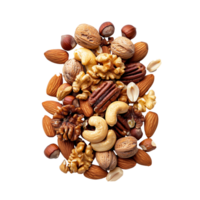 AI generated Assorted nuts collection on a transparent background png