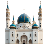 AI generated Elegant mosque with domes and minarets on transparent background png