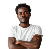 AI generated Confident man with arms crossed on transparent background png