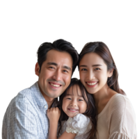 ai generado contento familia retrato con transparente antecedentes png