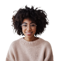 AI generated Happy young woman with glasses on a transparent background png