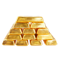 AI generated Shiny gold bars stacked on a transparent background png