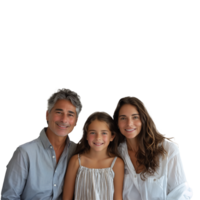 ai gerado feliz família com 1 criança posando em uma transparente fundo png