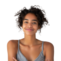 AI generated Confident woman posing with arms crossed on transparent background png