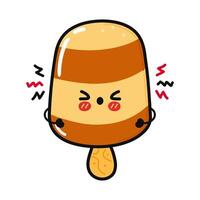 Angry Ice cream character. Vector hand drawn cartoon kawaii character illustration icon. Isolated on light brown background. Sad Ice cream character concept