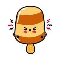 Angry Ice cream character. Vector hand drawn cartoon kawaii character illustration icon. Isolated on light brown background. Sad Ice cream character concept