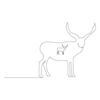 Deer one line art drawing minimalist design vector and illustration