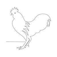 uno línea pollo Arte continuo línea dibujo de aves de corral minimalista Doméstico animal diseño vector y ilustración