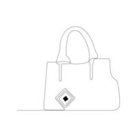 mujer Moda bolso para de viaje o compras uno línea Arte dibujo minimalista diseño vector y ilustración