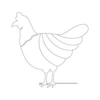uno línea pollo Arte continuo línea dibujo de aves de corral minimalista Doméstico animal diseño vector y ilustración