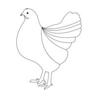 uno línea pollo Arte continuo línea dibujo de aves de corral minimalista Doméstico animal diseño vector y ilustración