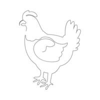 uno línea pollo Arte continuo línea dibujo de aves de corral minimalista Doméstico animal diseño vector y ilustración