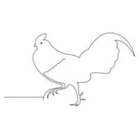 uno línea pollo Arte continuo línea dibujo de aves de corral minimalista Doméstico animal diseño vector y ilustración