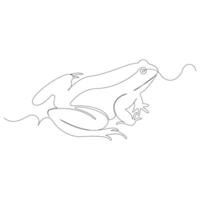 Frog continuous one line art drawing minimalist design vector and illustration