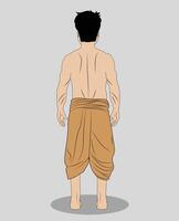 A village boy standing back view cartoon character for 2d animation vector