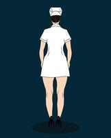 A nurse back view cartoon character design vector illustration