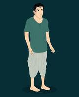 A poor village boy cartoon character design for 2d animation vector