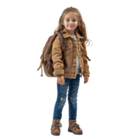 AI generated A young girl wearing a brown jacket png