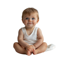 ai generiert bezaubernd Baby Sitzung auf Fußboden mit transparent Hintergrund png