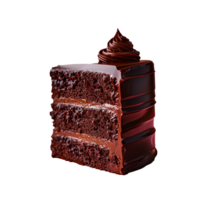 ai gerado uma fatia do chocolate bolo com uma chocolate geada png