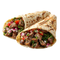 AI generated Two burritos filled with meat and vegetables png
