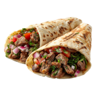 ai gerado dois burritos preenchidas com carne e legumes png