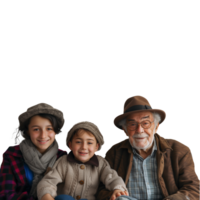 ai generado multigeneracional familia en casual vestir con transparente antecedentes png