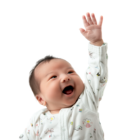 AI generated Joyful baby waving hand on a transparent background png