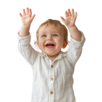 AI generated Happy toddler with arms raised on a transparent background png