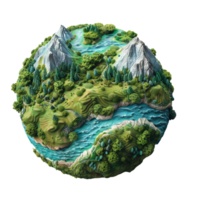 ai generiert Illustration von Miniatur Welt mit vielfältig Landschaften png