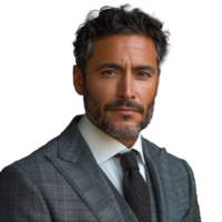 AI generated Confident businessman with gray hair and suit on transparent background png