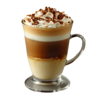 ai généré délicieux en couches cappuccino avec fouetté crème et Chocolat png