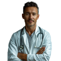 AI generated Confident doctor with stethoscope on transparent background png